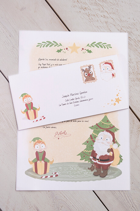 Carta personalizada y sobre de Papá Noel impresos